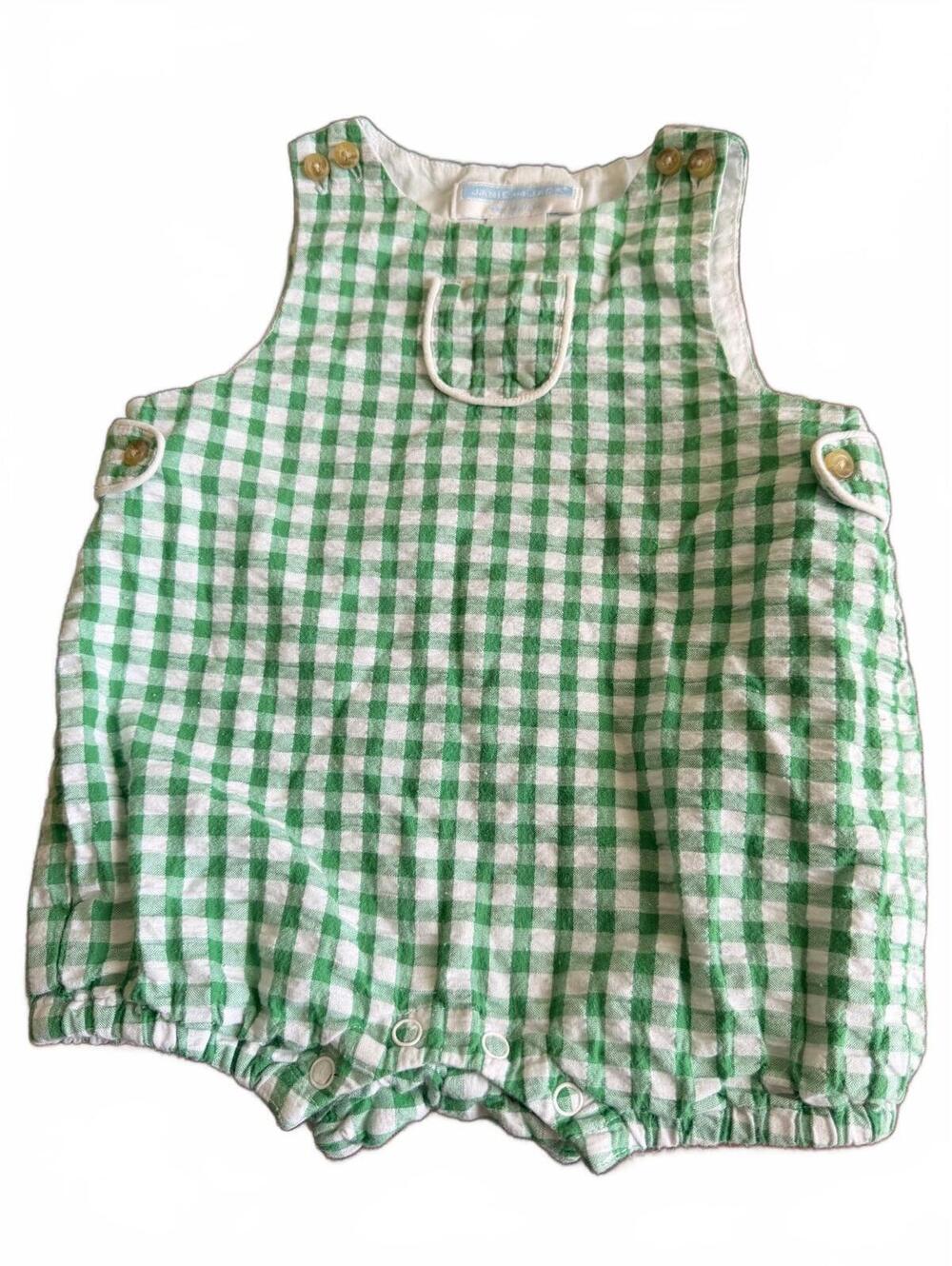 Janie and Jack Green Gingham Bubble Romper – Size 0 to 3 Months